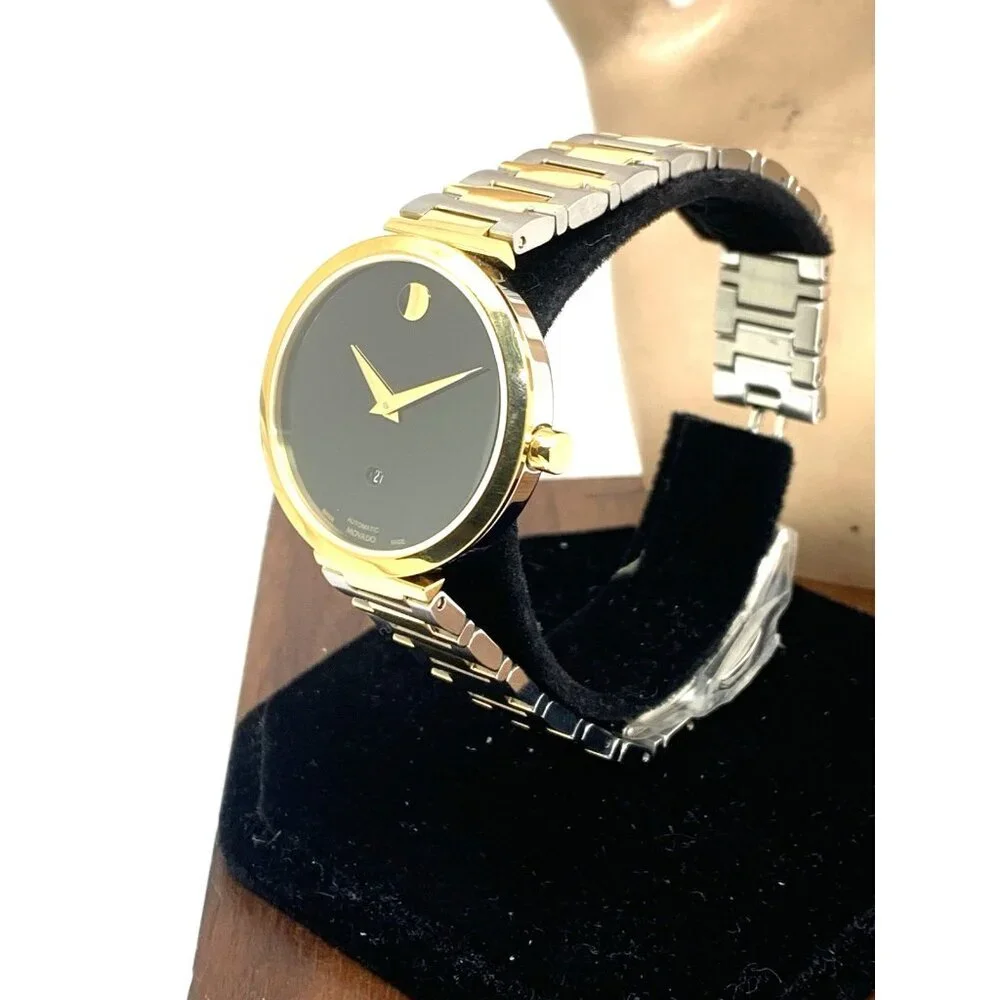 Movado Women's Watch 0607679 Museum Black Dial Swiss Automatic 2-Tone Steel 32mm